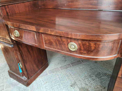 antique georgian pedestal mahogany bow sideboard drawers cupboard ice drawer