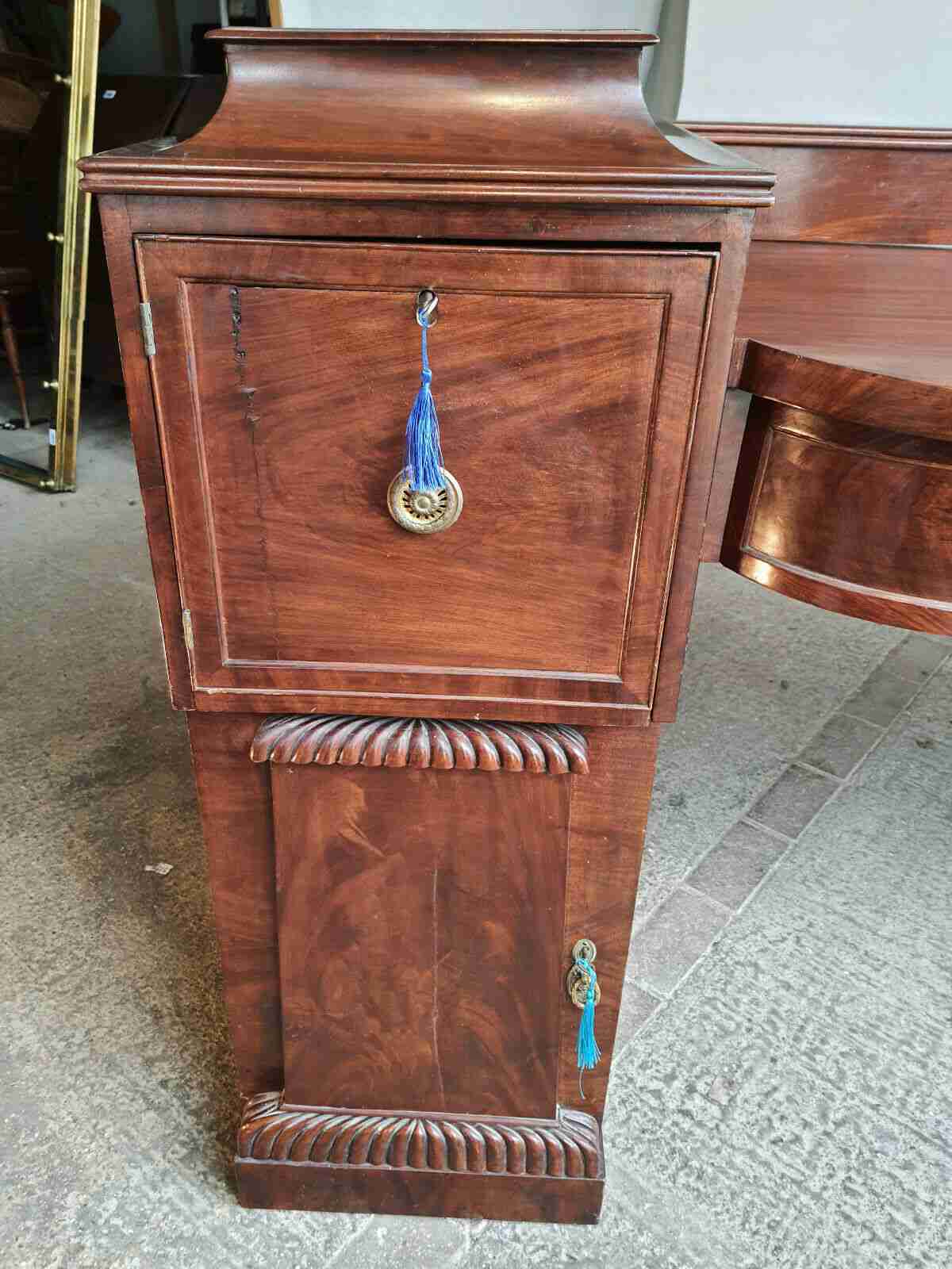 antique georgian pedestal mahogany bow sideboard drawers cupboard ice drawer