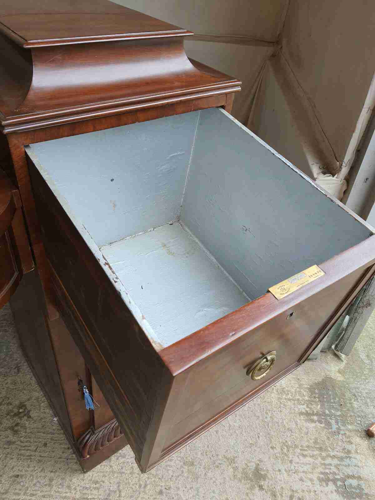 antique georgian pedestal mahogany bow sideboard drawers cupboard ice drawer