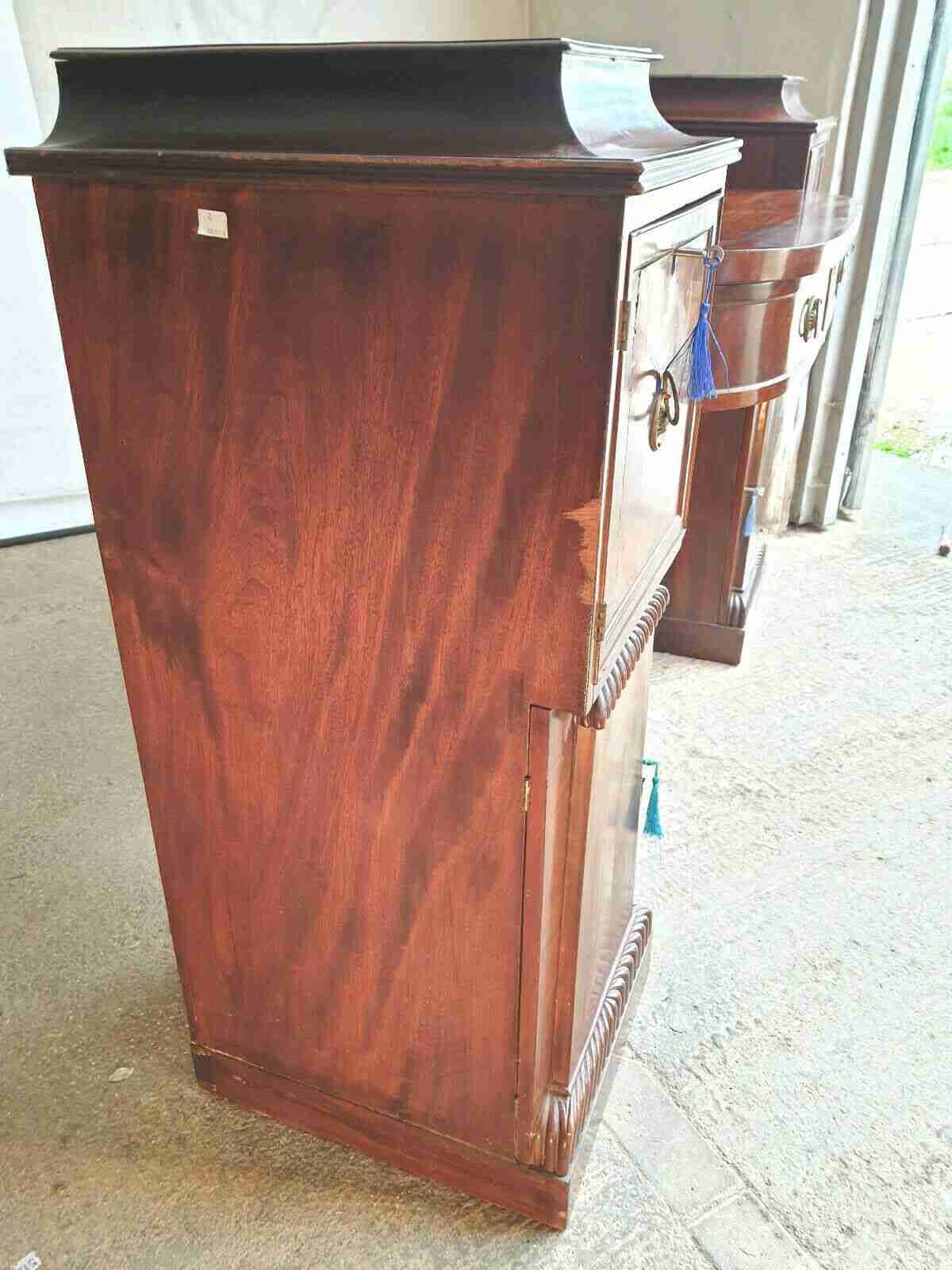 antique georgian pedestal mahogany bow sideboard drawers cupboard ice drawer