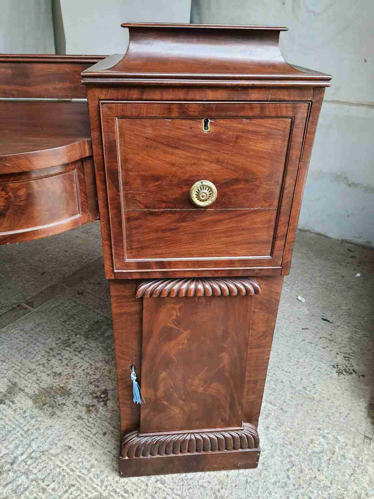 antique georgian pedestal mahogany bow sideboard drawers cupboard ice drawer