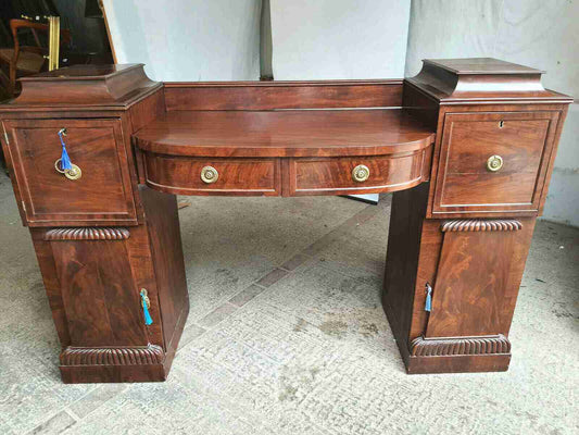antique georgian pedestal mahogany bow sideboard drawers cupboard ice drawer