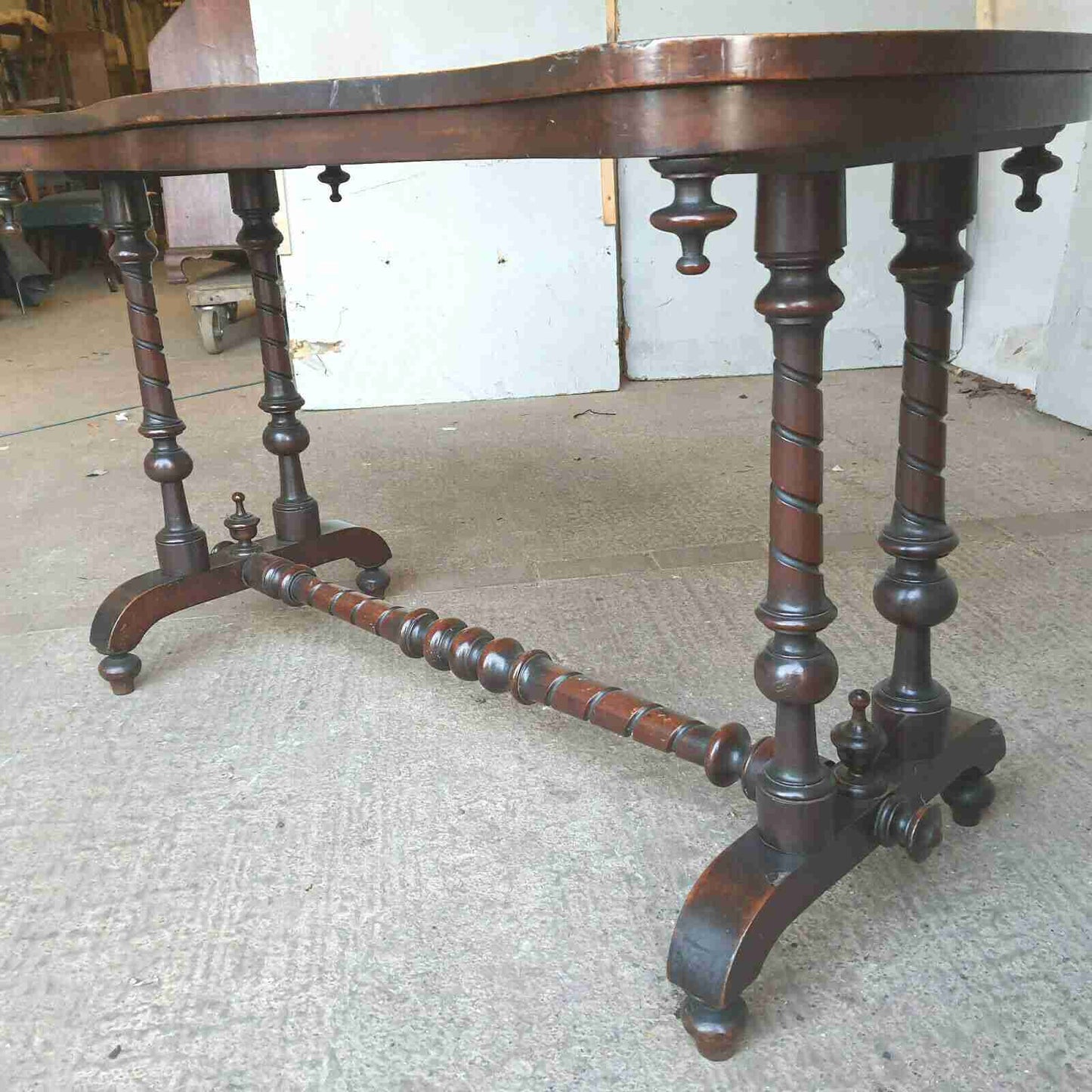 antique serpentine victorian console server hall ocassional buffet table rope
