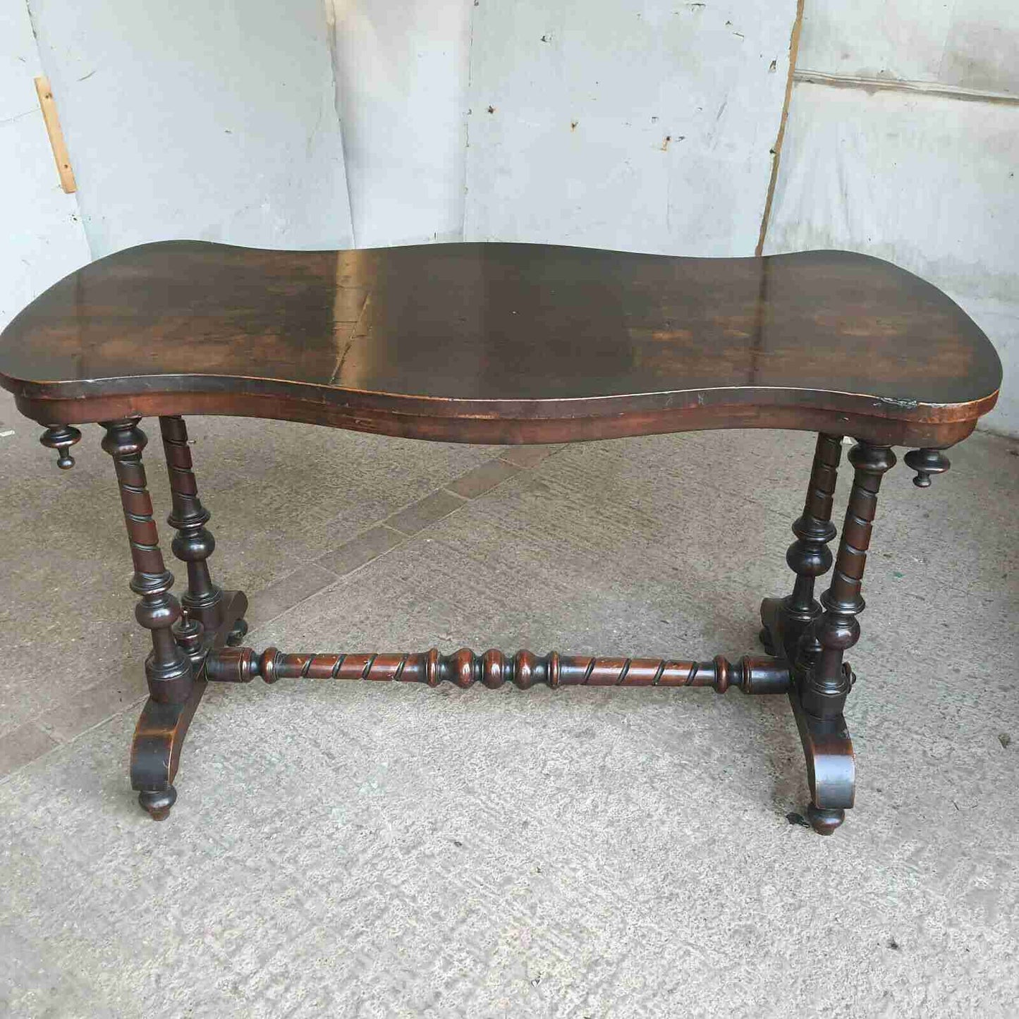 antique serpentine victorian console server hall ocassional buffet table rope