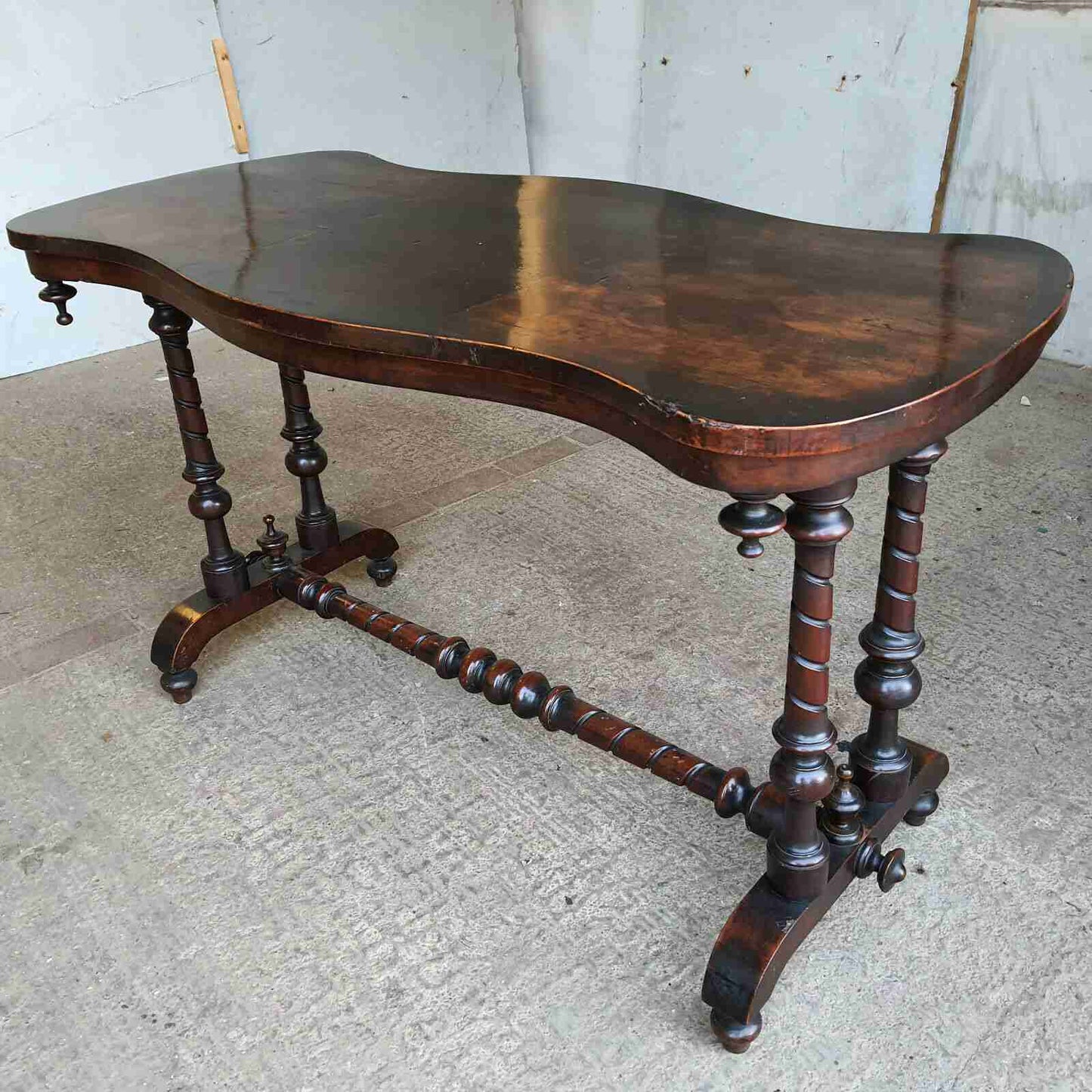 antique serpentine victorian console server hall ocassional buffet table rope