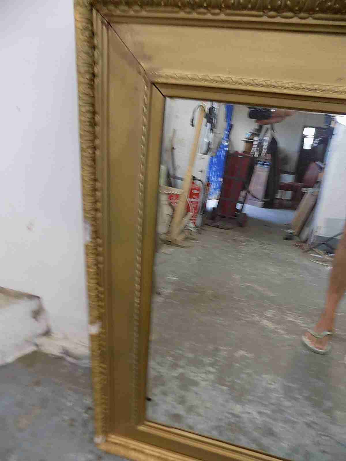 Antique Victorian large rectangle shabby gold mirror