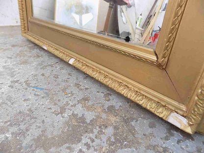 Antique Victorian large rectangle shabby gold mirror