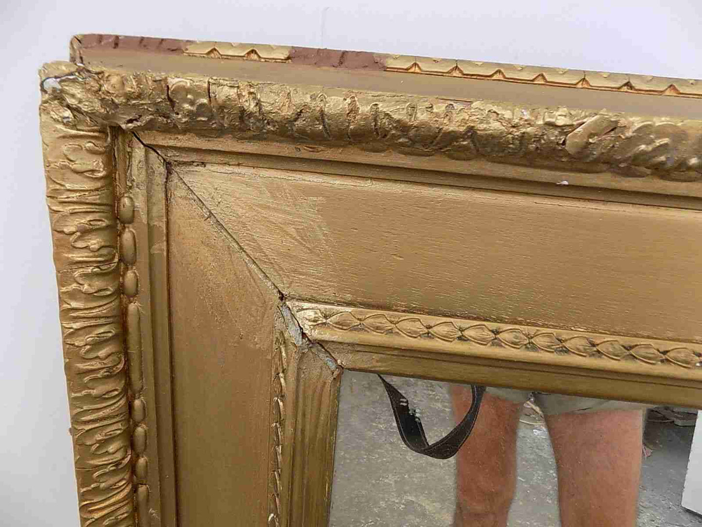 Antique Victorian large rectangle shabby gold mirror