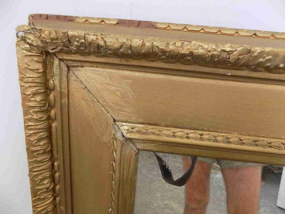 Antique Victorian large rectangle shabby gold mirror