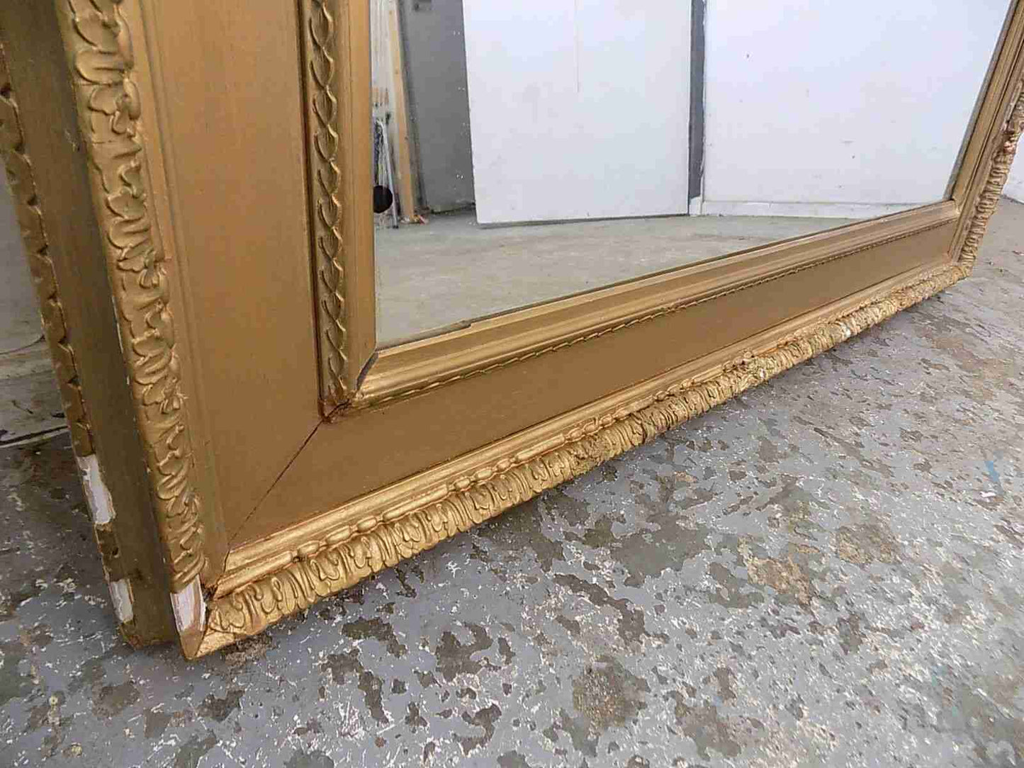 Antique Victorian large rectangle shabby gold mirror
