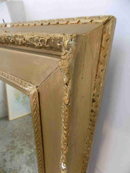 Antique Victorian large rectangle shabby gold mirror