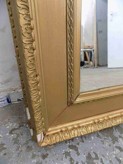 Antique Victorian large rectangle shabby gold mirror