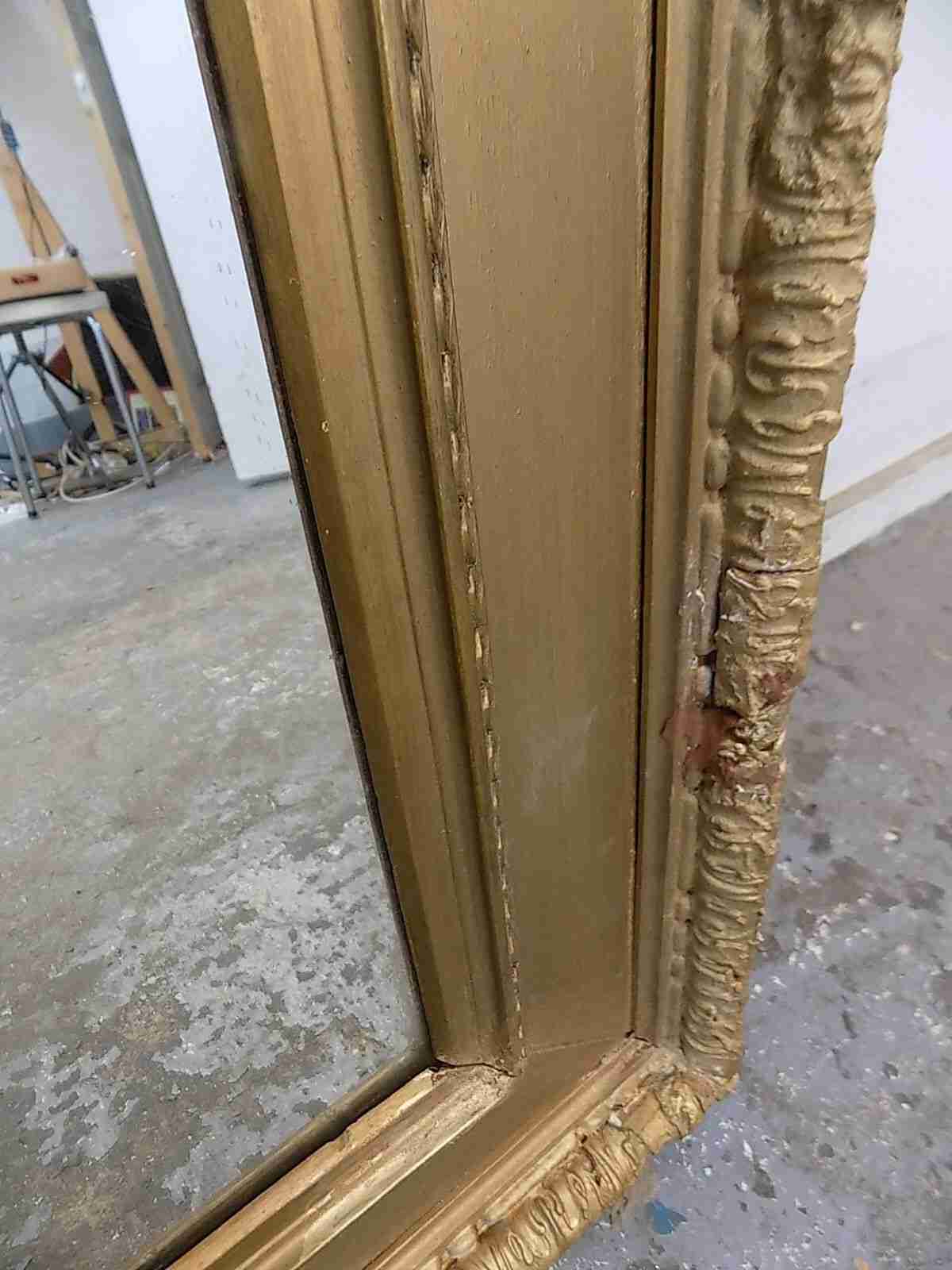 Antique Victorian large rectangle shabby gold mirror