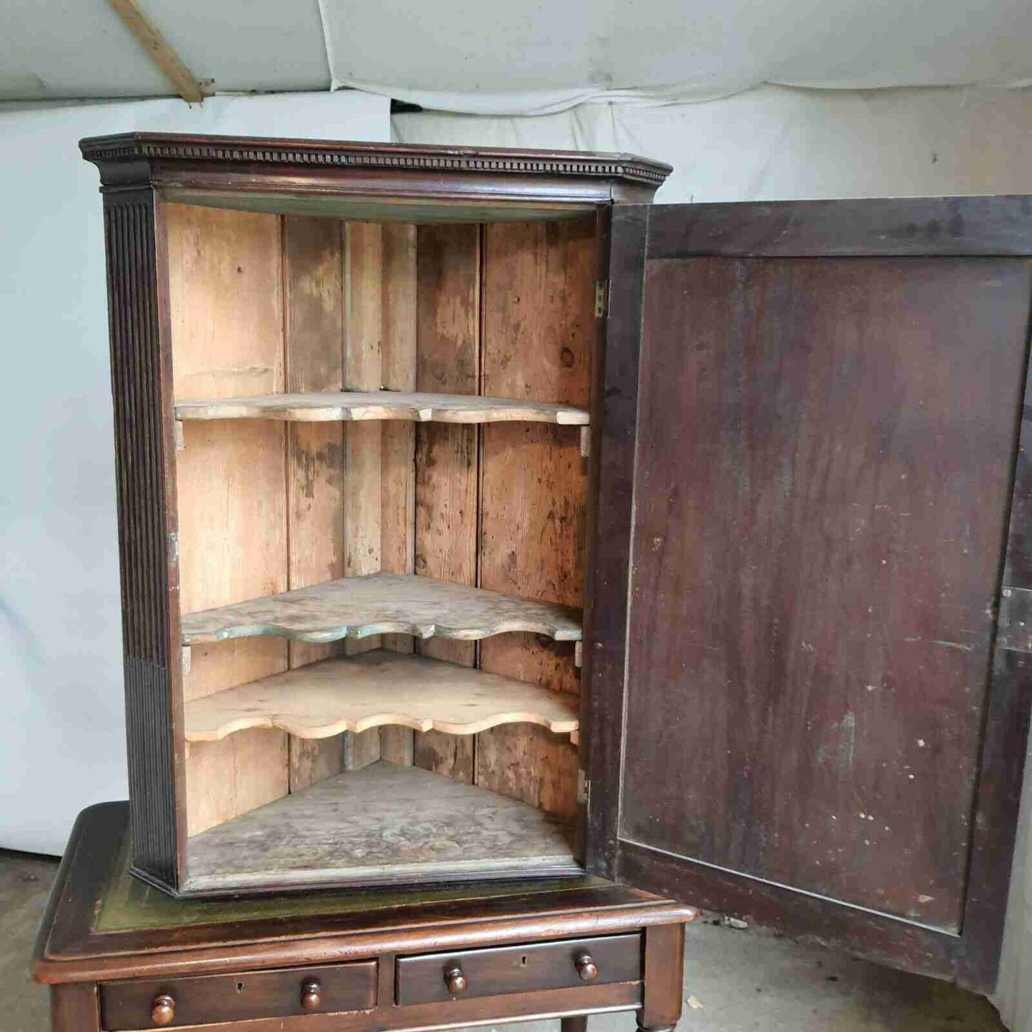 antique victorian mahogany single door corner cabinet shelves cabinet cupboard