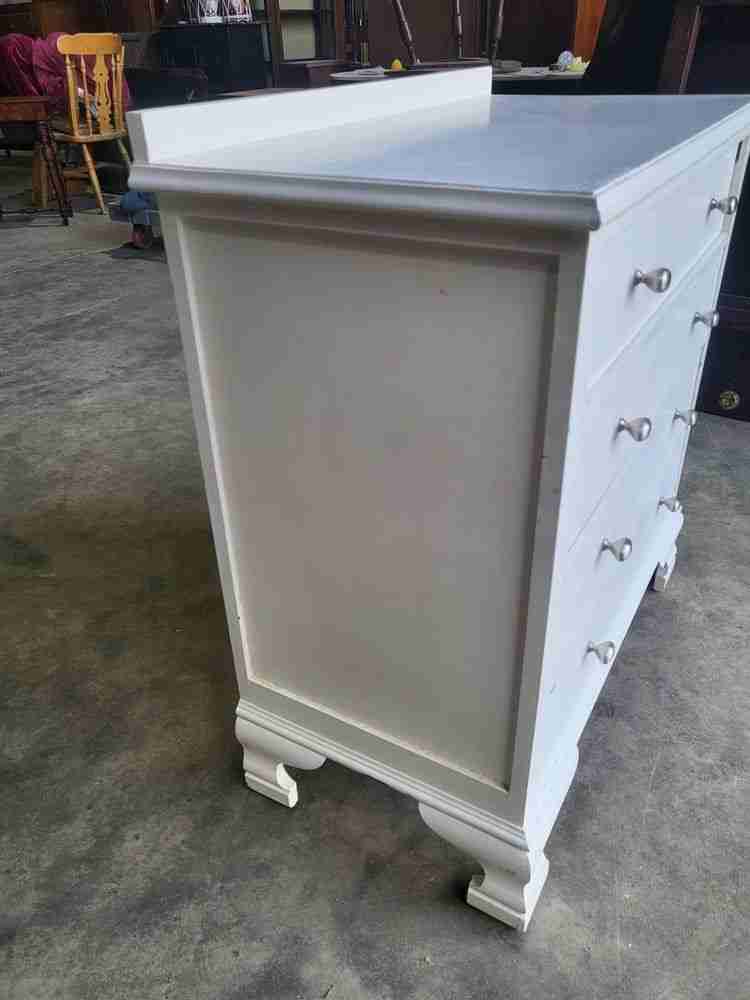20thC white small chest of drawers 4 drawers bracket feet bedroom