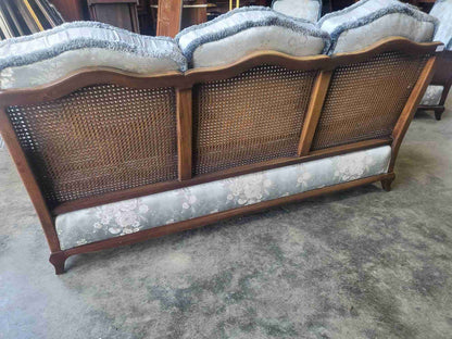 Vintage 20thC bergere 3 seat sofa settee cabriole legs