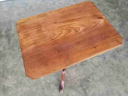 Antique small square tilt top side end lamp occasional table