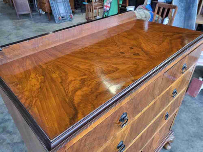 Antique Deco walnut 2 over 2 chest of drawers shoe cupboard