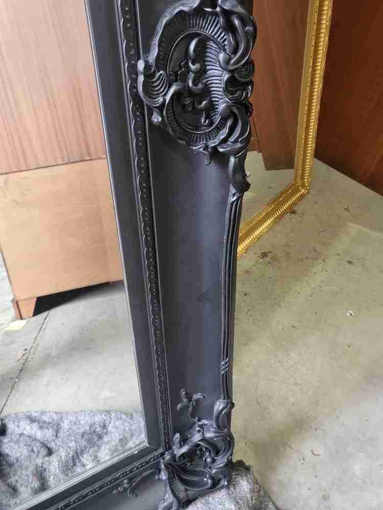 Very large antique repro black mirror 7' x 5' freestanding dressing wall