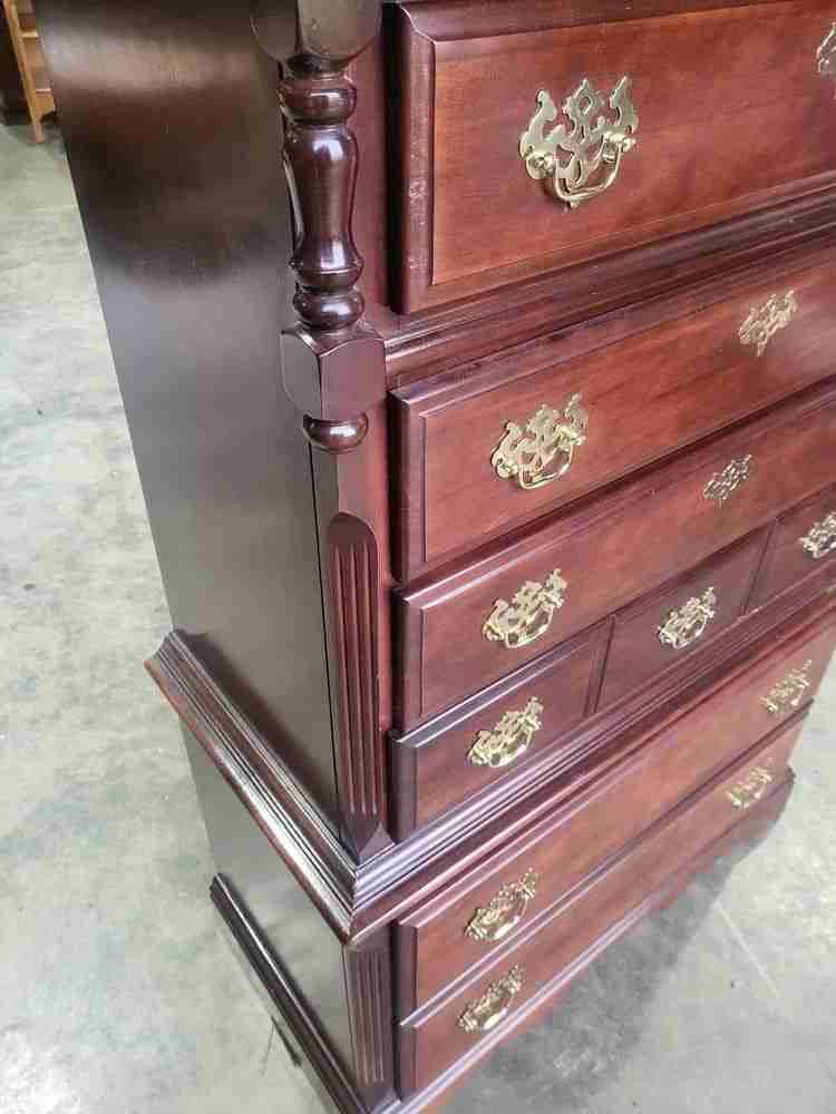 Antique repro tall 4 over 2 chest of drawers chest on chest