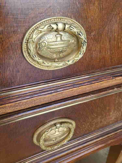 Antique Edwardian side end lamp table 2 drawers tapered legs