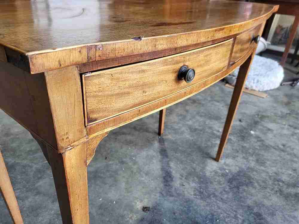 Antique Edwardian bow front 2 drawer writing table desk