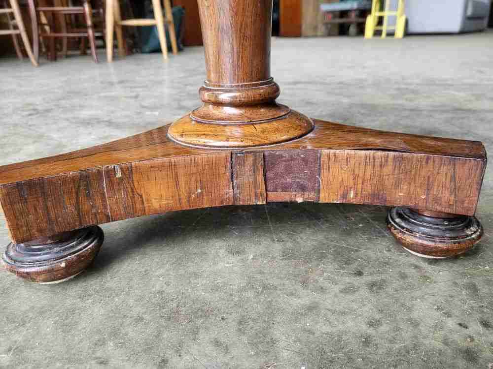 Antique Victorian embroidered tripod side end lamp table pedestal table
