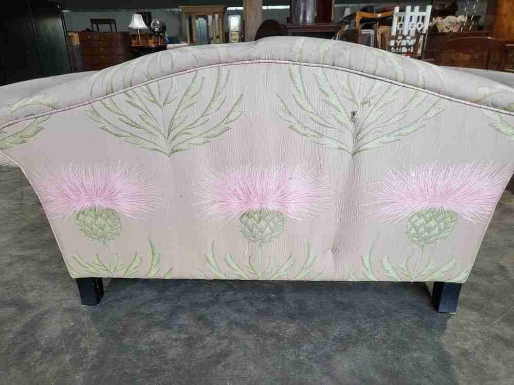 Curved small 2 seat silk floral sofa shabby bed end seat