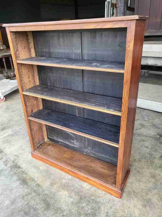 Antique Edwardian open bookcase adjustable shelves