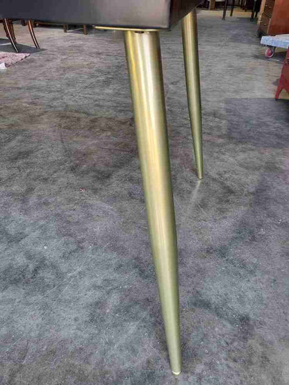 Vintage 70's style extending marble effect  dining table brass legs