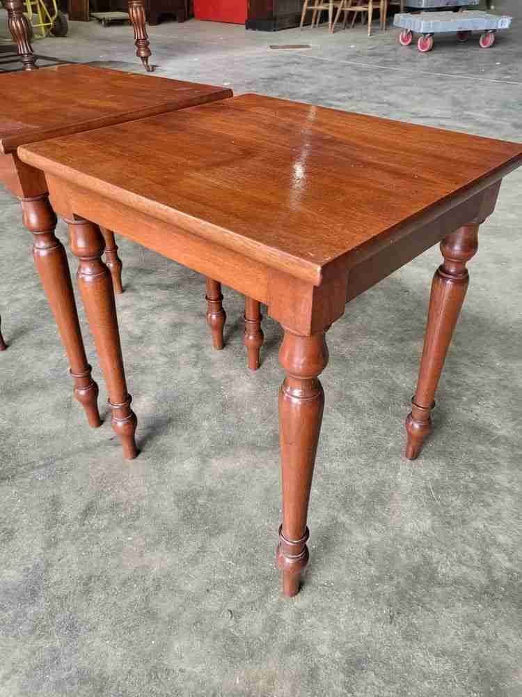Pair two antique Victorian square side end lamp tables