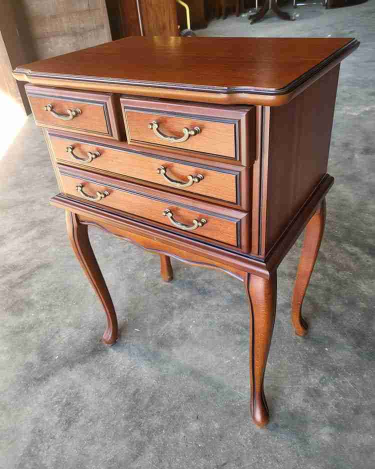 Antique repro small side table cutlery collectors 2 over 2 drawers