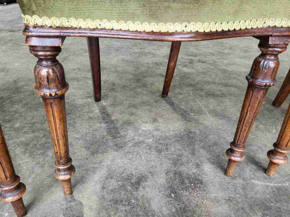 Four antique Victorian ballon back dining chairs green