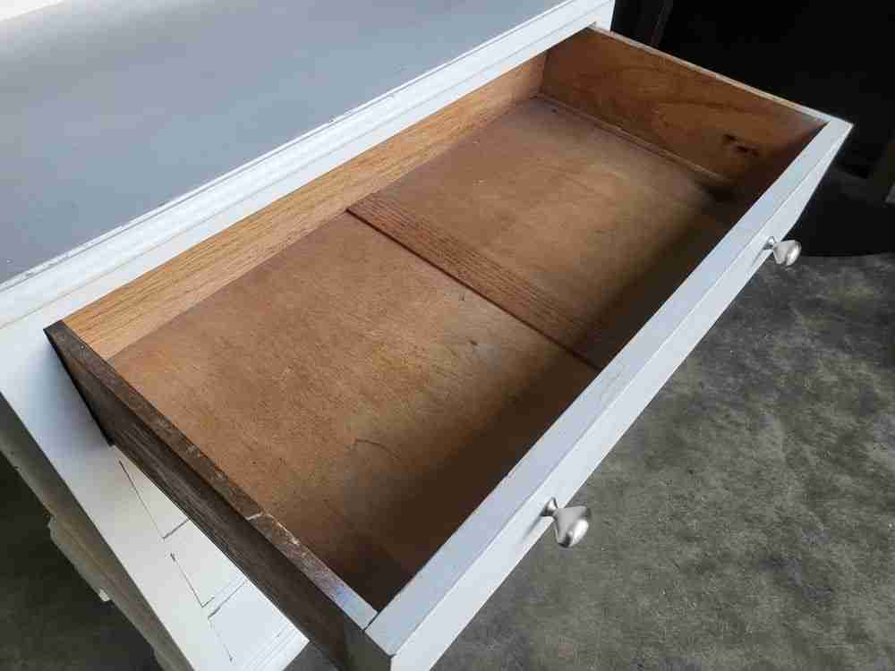 20thC white small chest of drawers 4 drawers bracket feet bedroom