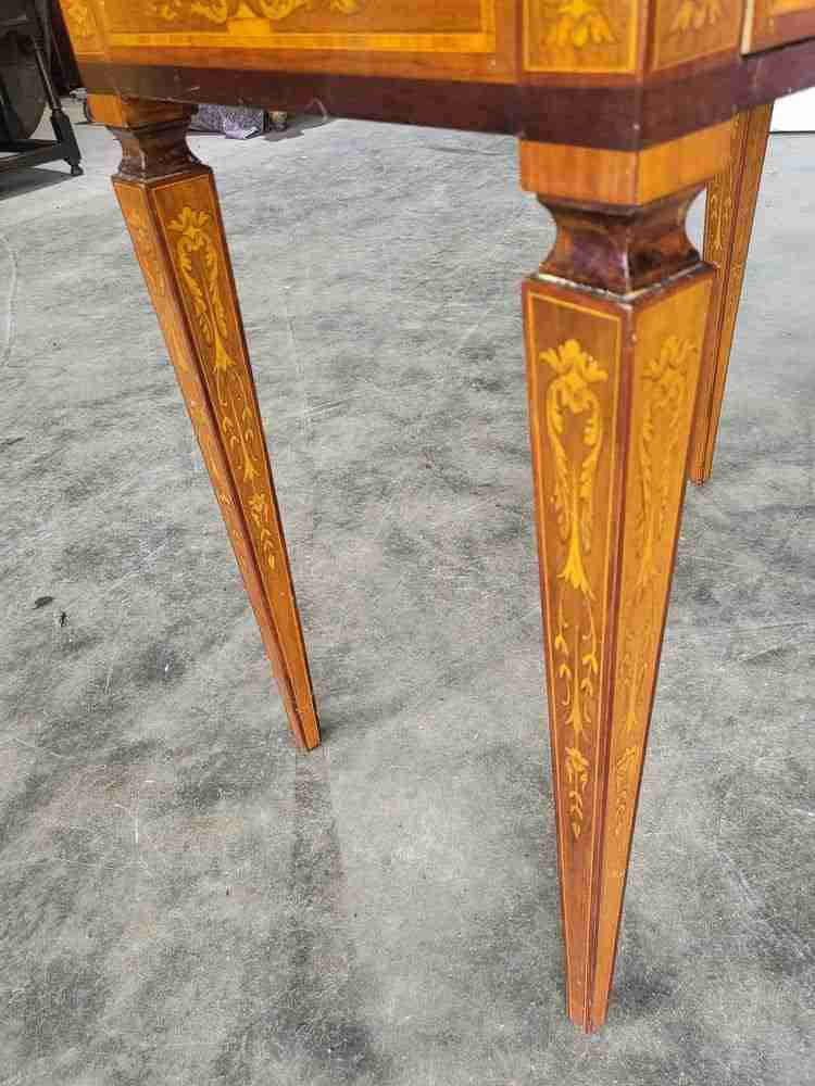 Sheraton revival antique inlaid writing desk drawer table