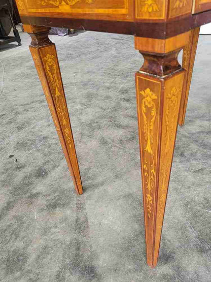 Sheraton revival antique inlaid writing desk drawer table