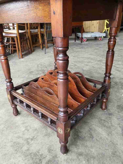 Antique Edwardian 2 tier mahogany square side end lamp table music filing