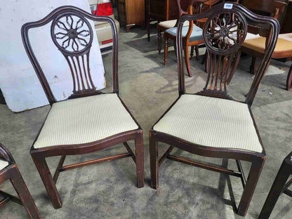 Six antique serpentine Georgian? mahogany dining chairs slat back carvers