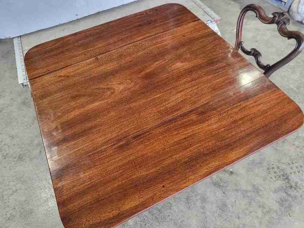 Antique Victorian pedestal drop leaf quad base table seat 6