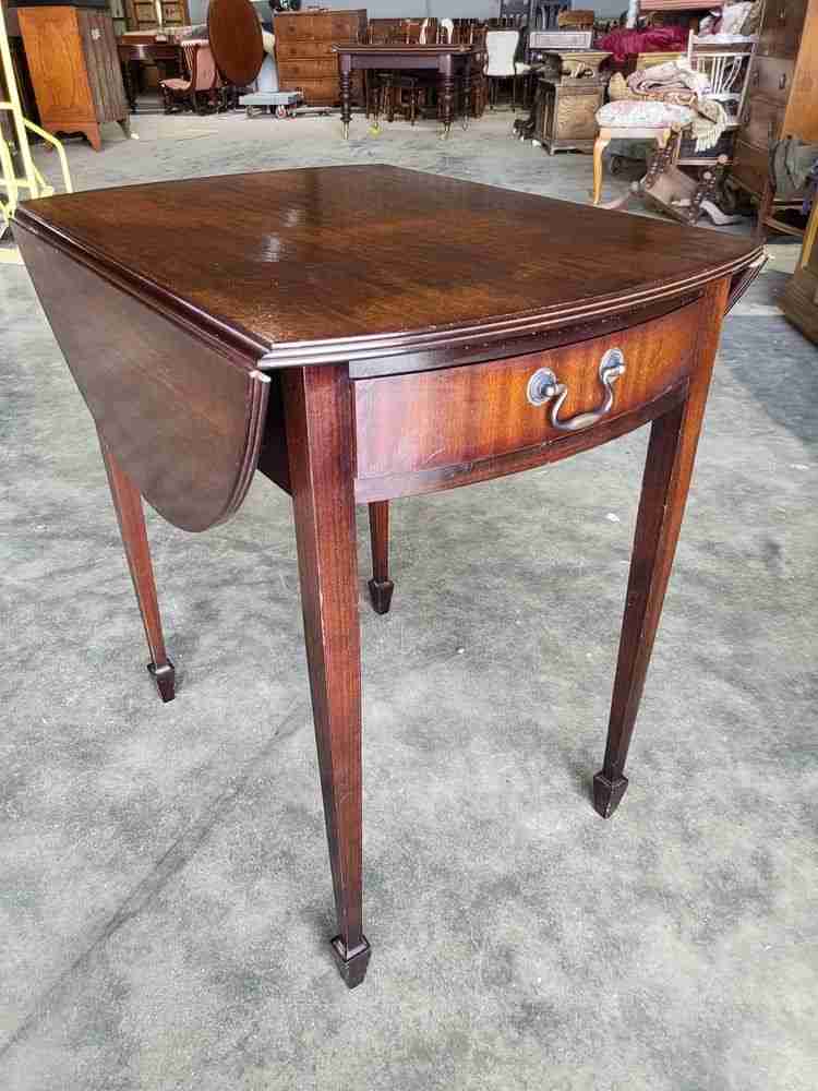 Antique repro small Drop leaf side end occasional table drawer tapered legs