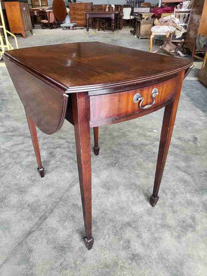 Antique repro small Drop leaf side end occasional table drawer tapered legs
