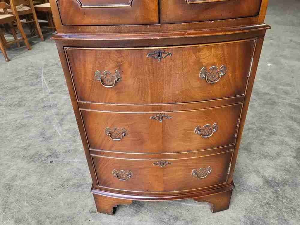 Antique repro mahogany small slim cocktail cabinet desk cupboard bureau
