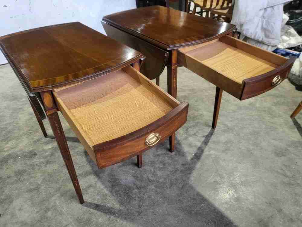 Pair two antique repro Pembroke side inlaid occasional dining tables PRICE x 1
