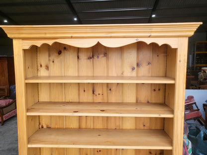 Large pine open bookcase adjustable shelves 2 drawers