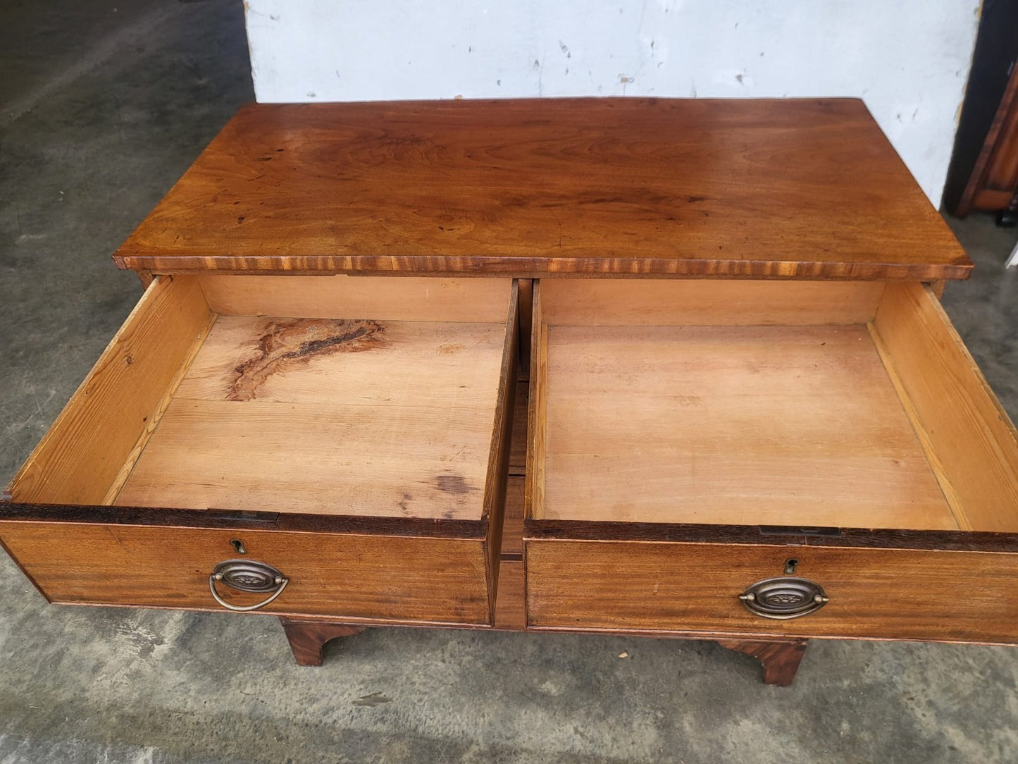 Antique Edwardian 2 over 3 chest of drawers bracket feet