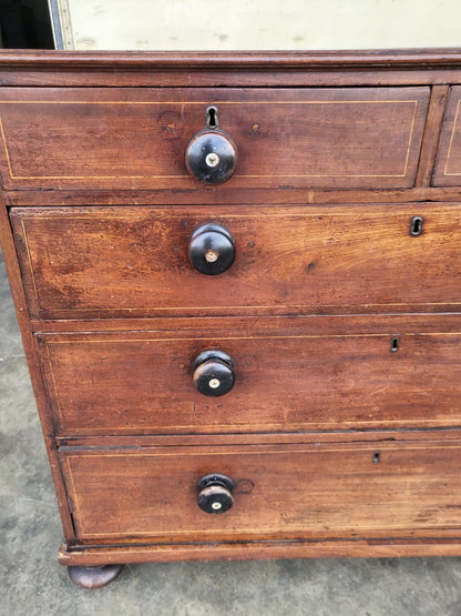 Antique Georgian mahogany 2 over 3 chest of drawers bun feet