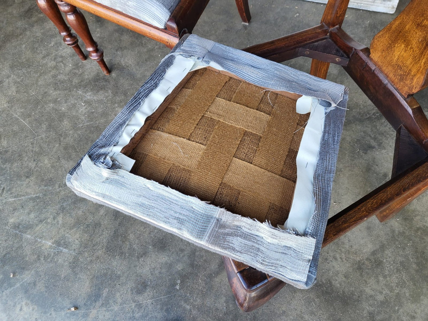 4 x antique Victorian mixed dining chairs drop in seats