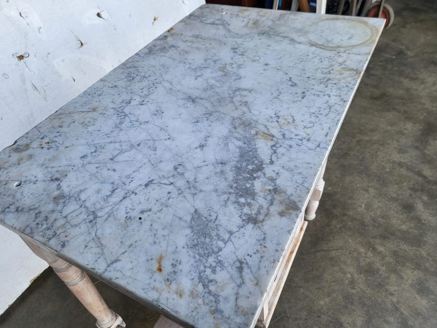 Antique Victorian small painted wash stand marble top drawer cupboard