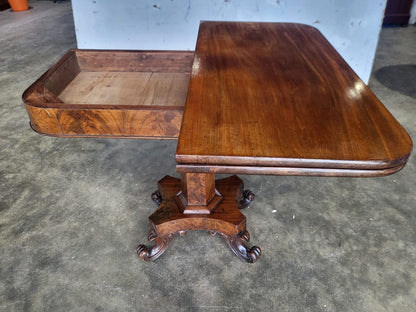 Antique Victorian pedestal fold over dining work table seat 4 desk