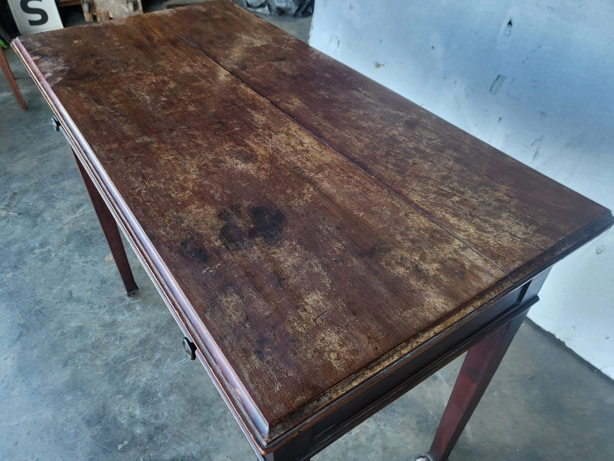 Antique Victorian single drawer writing hall table desk castors